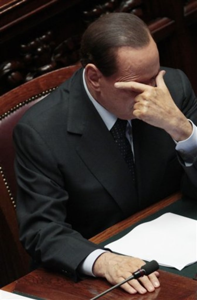 Italian Premier Silvio Berlusconi before the start of a voting session in Parliament on the government's austerity package in Rome on Wednesday.
